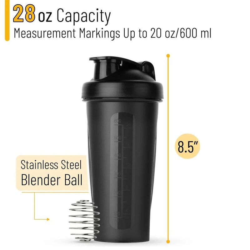 Portable Protein Shaker 600ml Fitness Bottle With Wire Whisk Ball 2