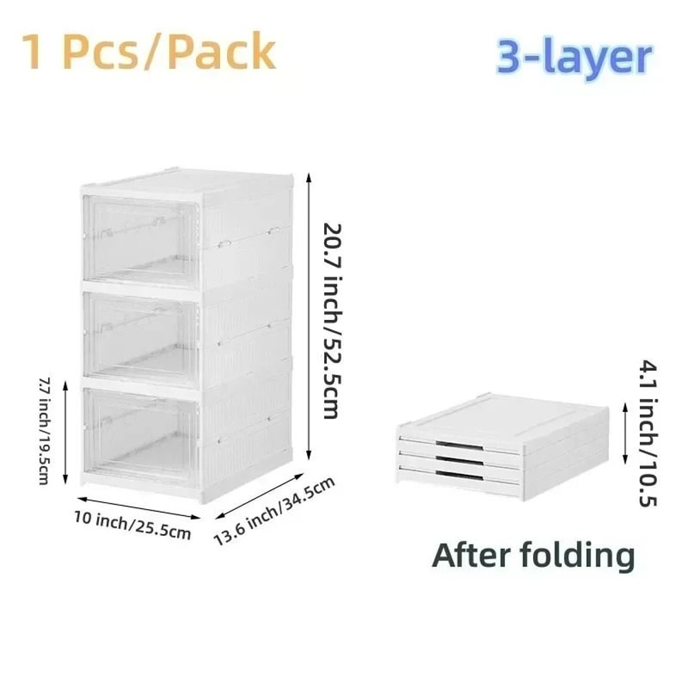 6 Layer Shoe Storage Organizer Foldable Transparent Stackable Shoe Box Cabinet 7