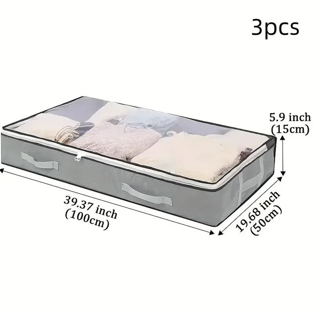 Under Bed Storage Box Dustproof Organizer With Reinforced Handles For Comforters And Toys 7