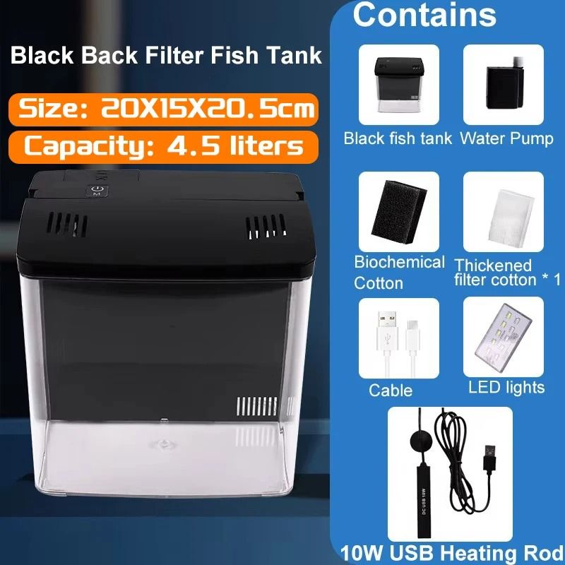 Mini Ecological Fish Tank With LED Light And SelfCirculating Filter Compact Desktop Aquarium For H 5