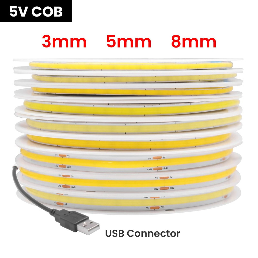 USB LED COB Strip Light Flexible Ribbon For Home And TV Decor 1