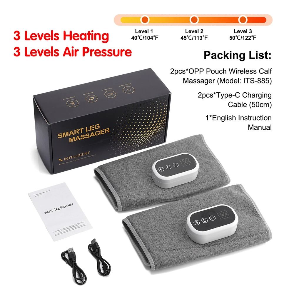Air Pressure Calf Massager With Heat And Compression Therapy 8