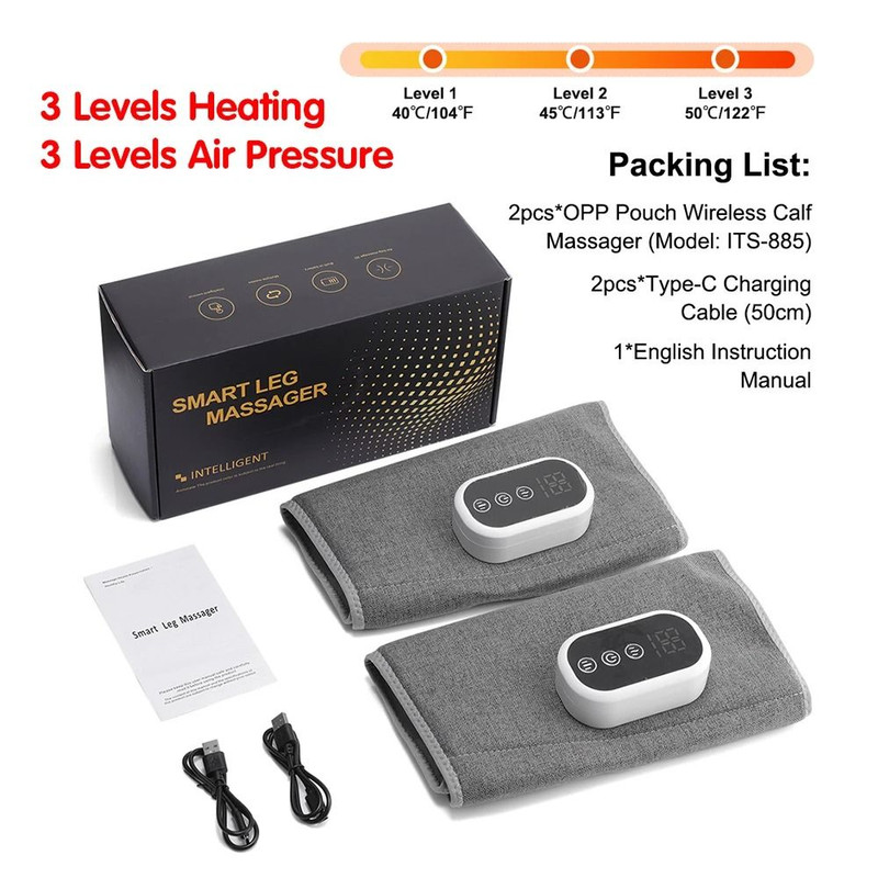 Air Pressure Calf Massager With Heat And Compression Therapy 8