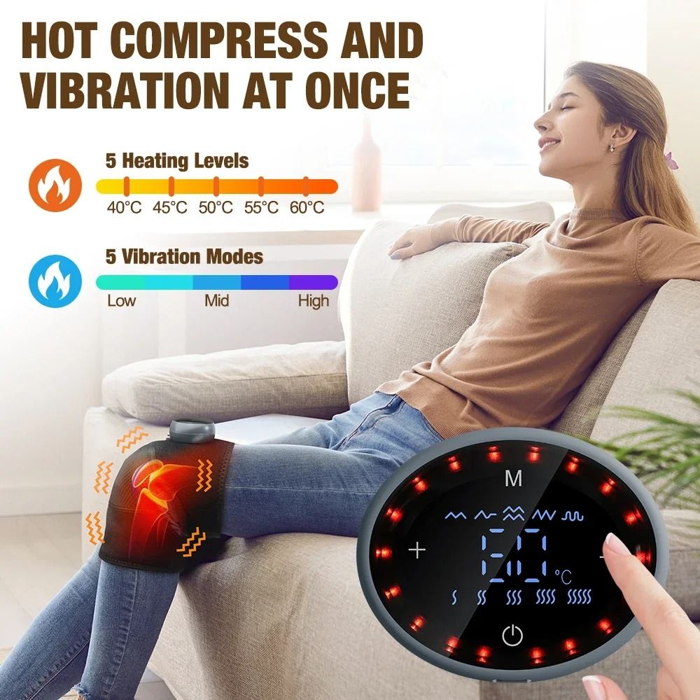 Electric Heating Knee Massager With 5 Heat Levels And Vibration Therapy 2