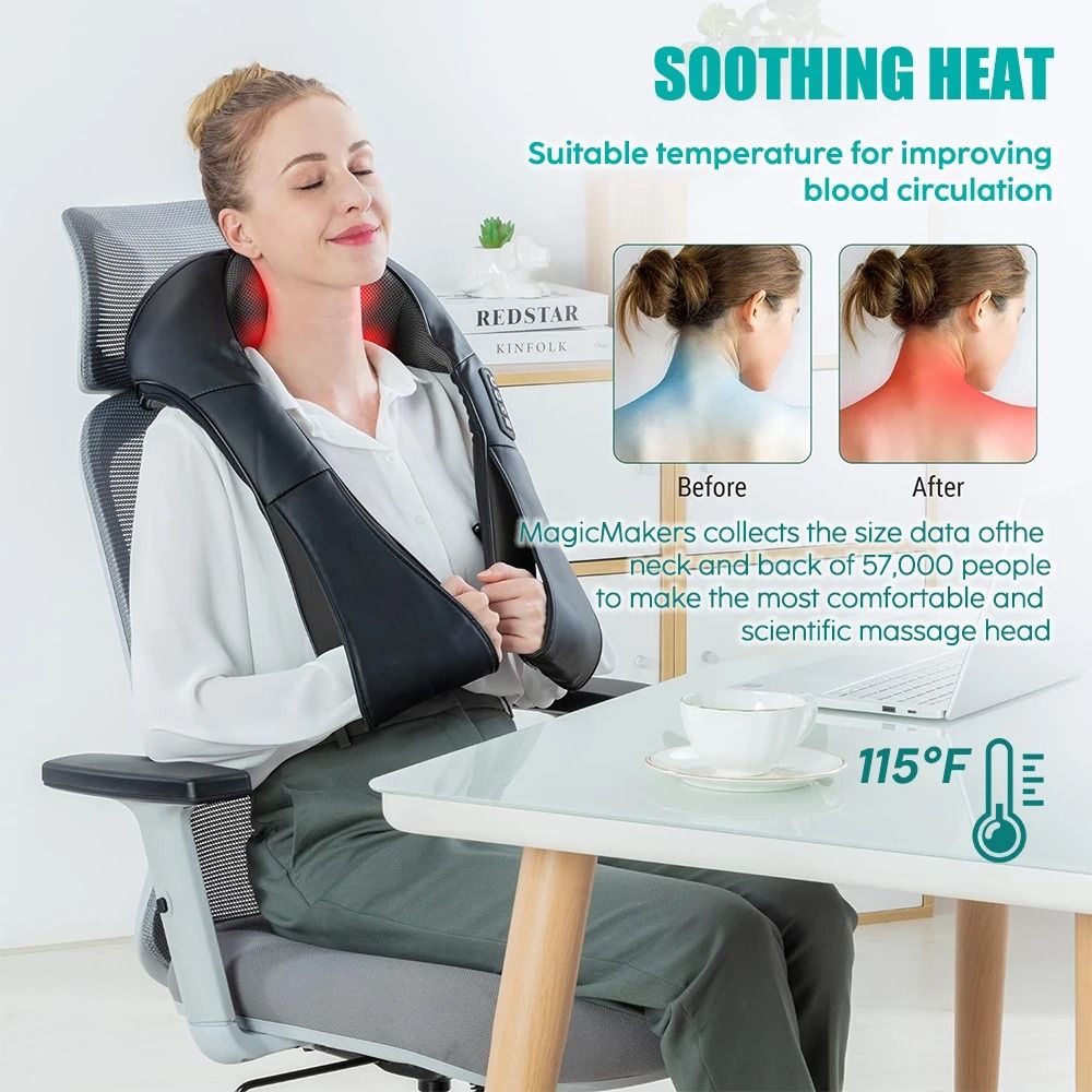 Shiatsu Heated Neck And Shoulder Massager With Deep Kneading Therapy 2