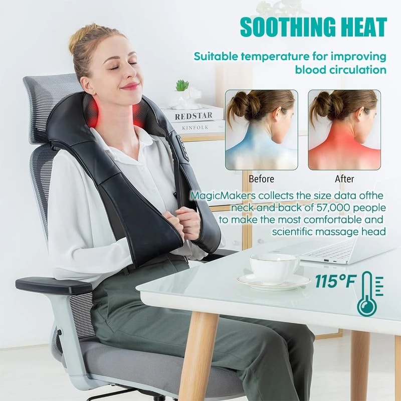 Shiatsu Heated Neck And Shoulder Massager With Deep Kneading Therapy 2