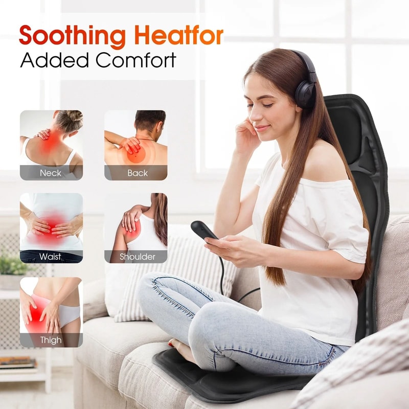Electric FullBody Massage Chair Cushion With Infrared Heating And Vibration Therapy 2