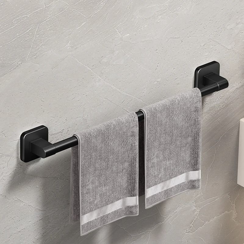 SelfAdhesive Bathroom Towel Holder  No Drilling WallMount Towel Rack In White Or Black 4