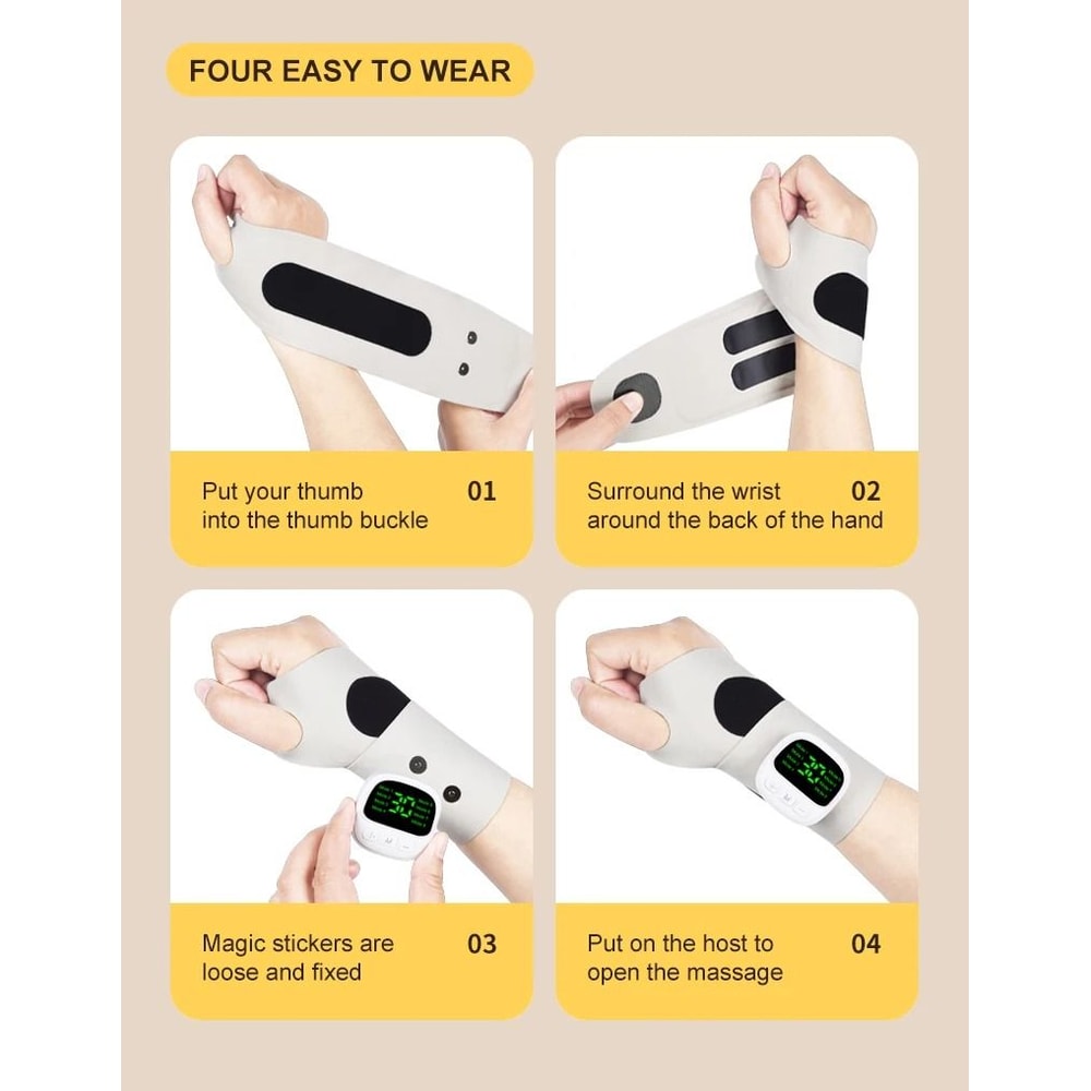 Cordless Wrist Massager USB Rechargeable Wrist Brace Wrap For Carpal Tunnel And Fatigue Relief 3