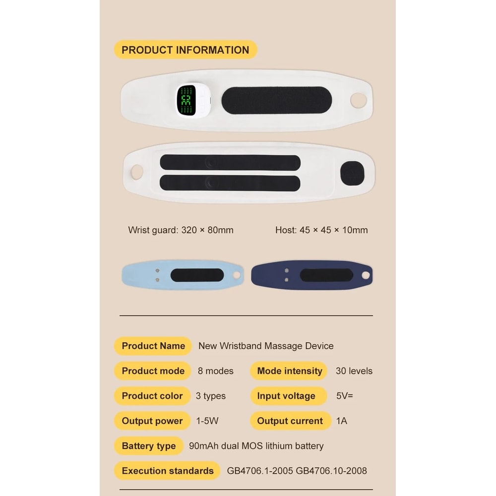 Cordless Wrist Massager USB Rechargeable Wrist Brace Wrap For Carpal Tunnel And Fatigue Relief 5