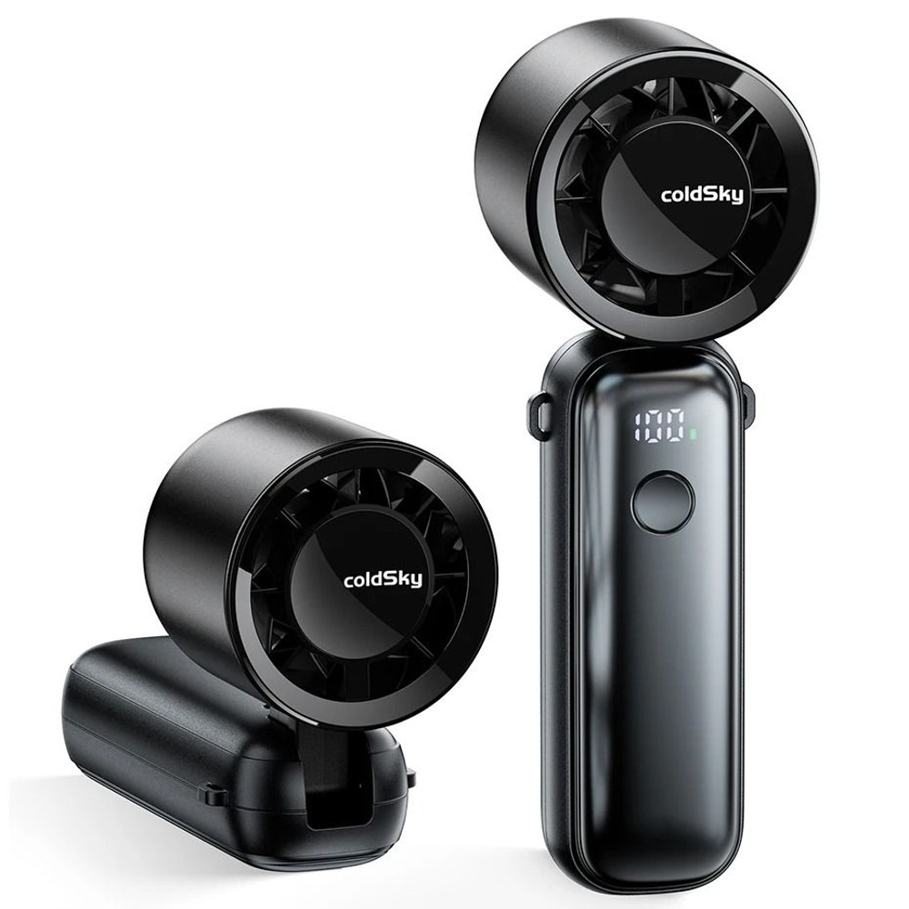 Portable Handheld Turbo Fan 5000mAh Rechargeable Foldable Desk And Neck Fan With 6 Speeds And Digit 0