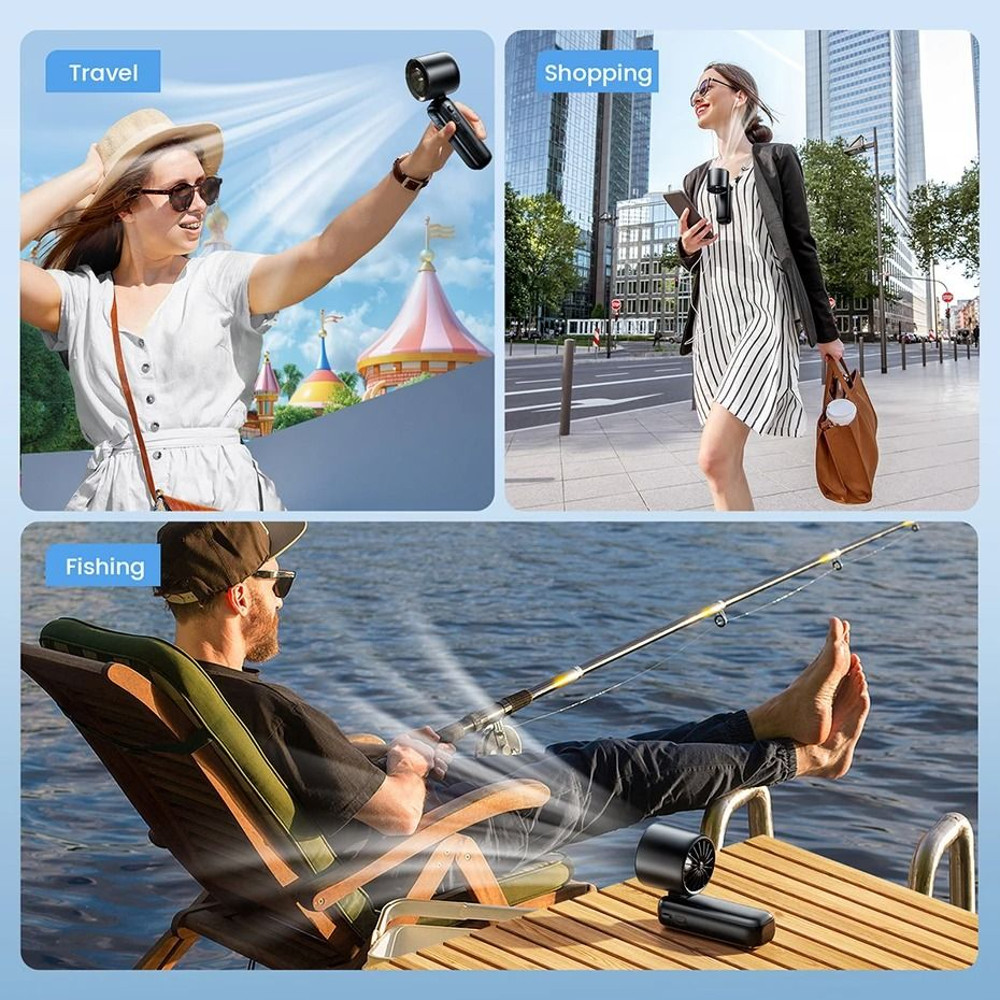 Portable Handheld Turbo Fan 5000mAh Rechargeable Foldable Desk And Neck Fan With 6 Speeds And Digit 5