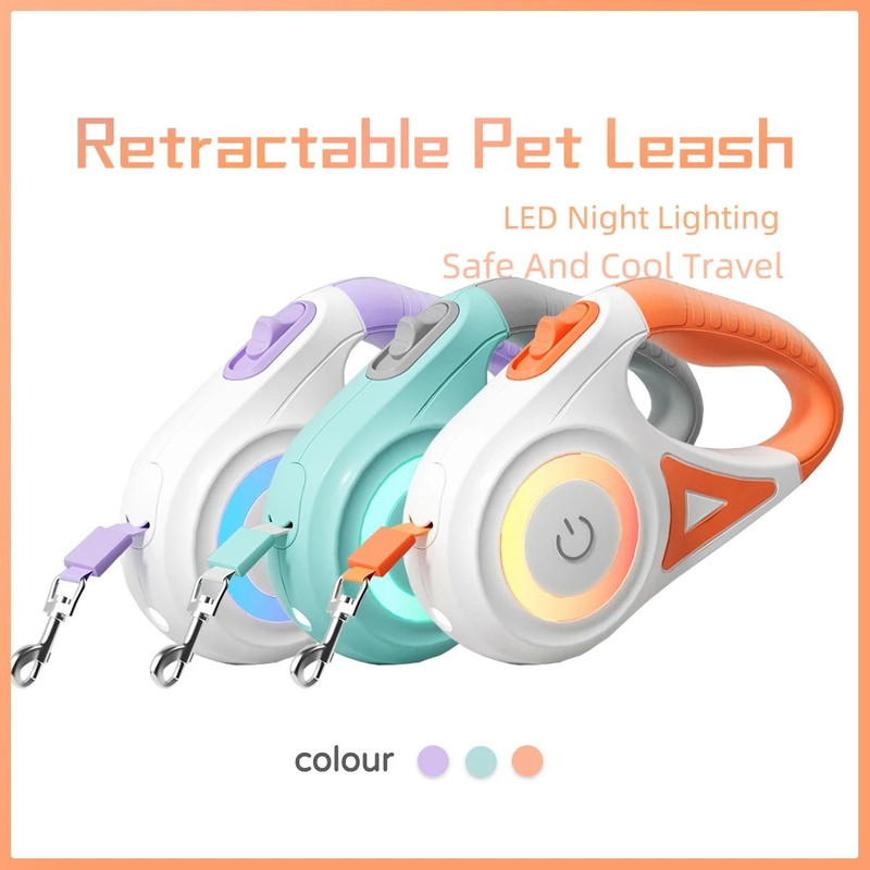 LED Retractable Dog Leash With Light For Small Medium And Large Pets 0