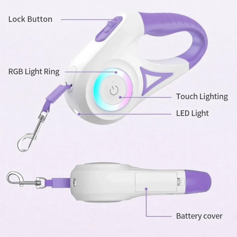 LED Retractable Dog Leash With Light For Small Medium And Large Pets 6