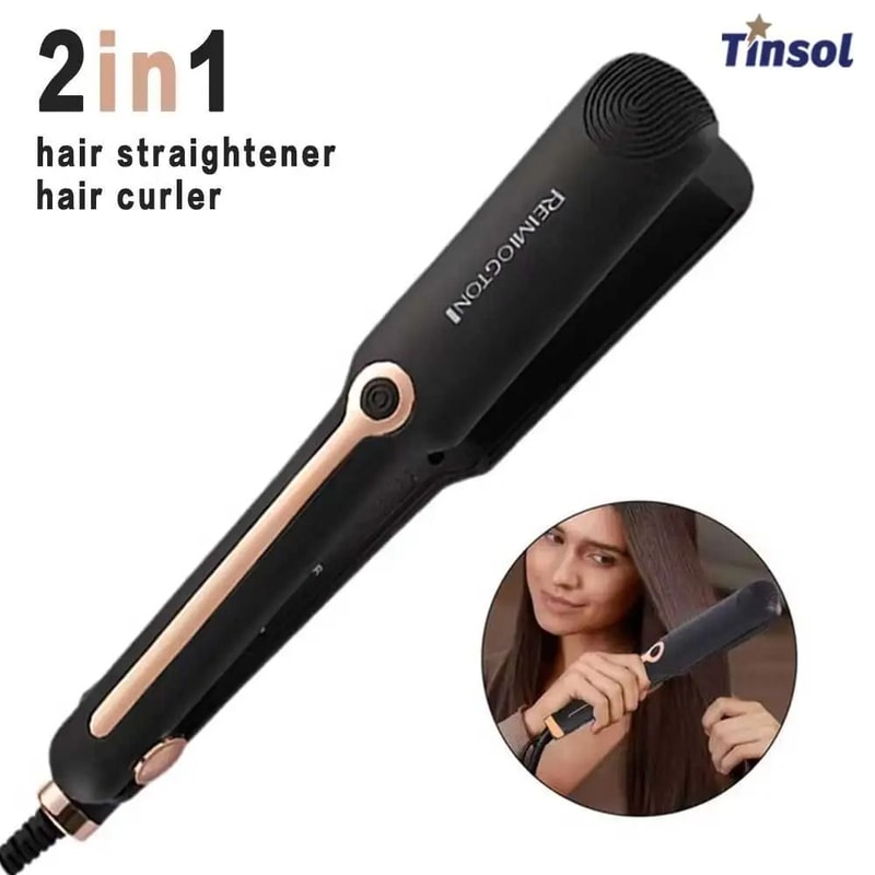 2 In 1 Hair Straightener And Curler Ceramic Flat Iron With Adjustable Temperature And Negative Ion 0