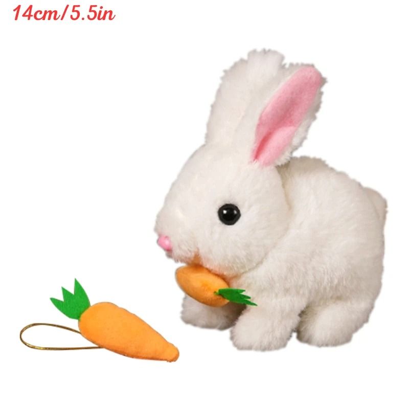 Electric Rabbit Plush Toy With Carrot Walking EarWiggling And TailWagging Interactive Bunny For Ki 10