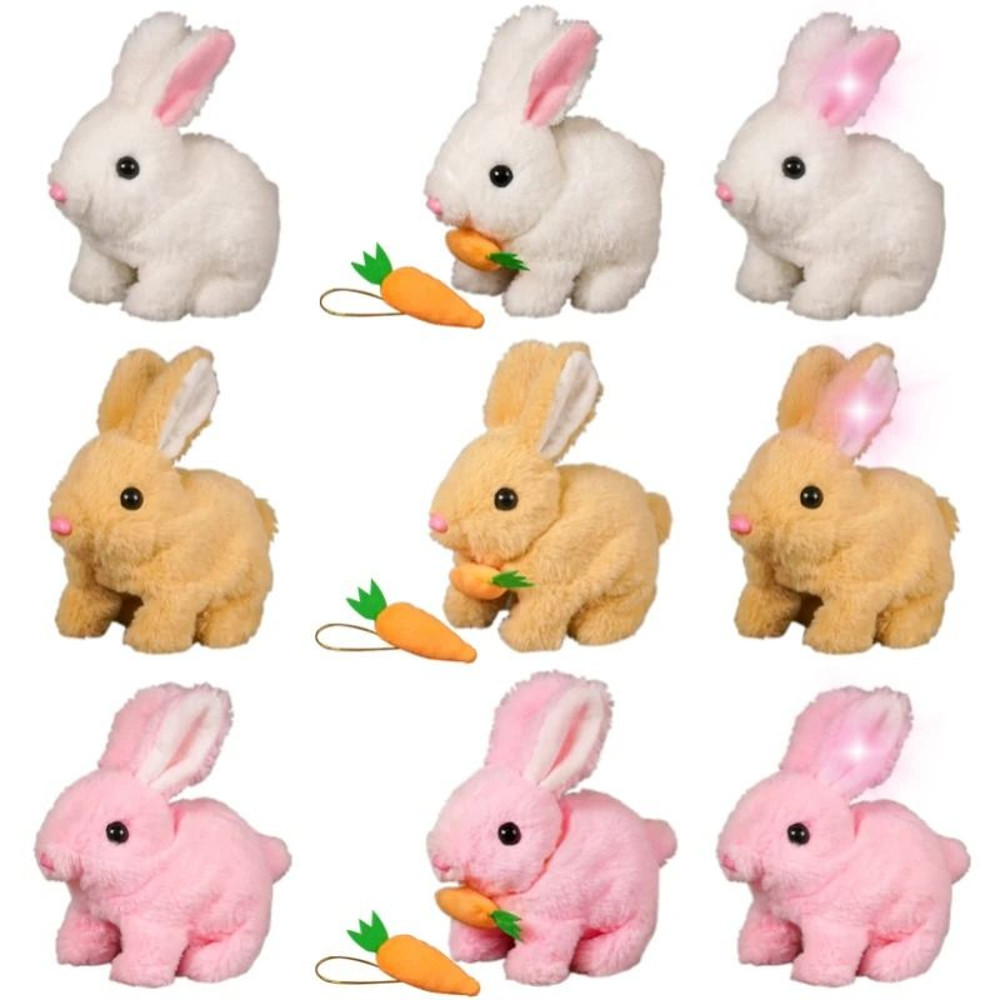 Electric Rabbit Plush Toy With Carrot Walking EarWiggling And TailWagging Interactive Bunny For Ki 1
