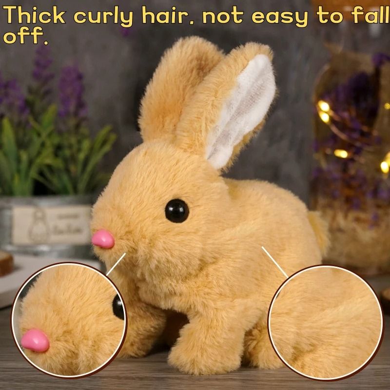 Electric Rabbit Plush Toy With Carrot Walking EarWiggling And TailWagging Interactive Bunny For Ki 4