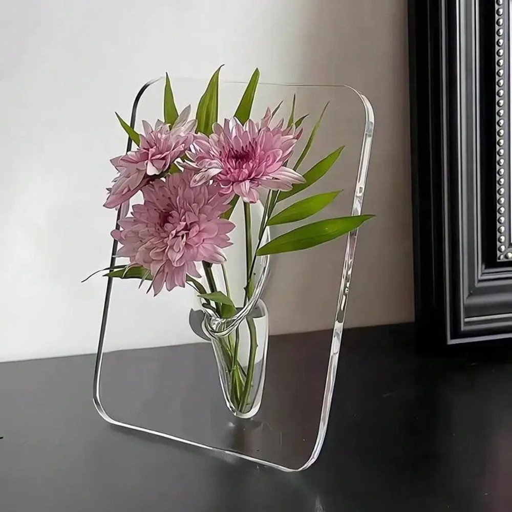Clear Acrylic Frame Flower Vase Modern Decorative Art Vase For Home And Office Decor 0