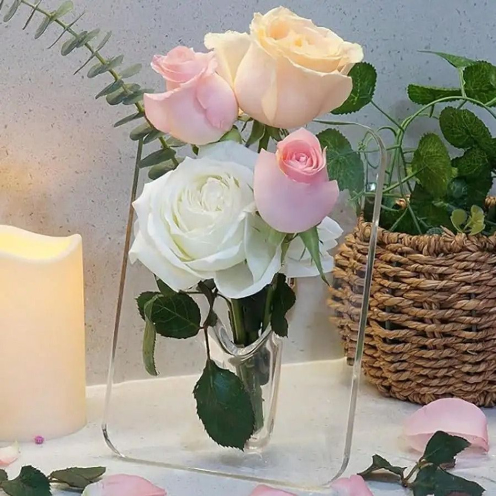 Clear Acrylic Frame Flower Vase Modern Decorative Art Vase For Home And Office Decor 2