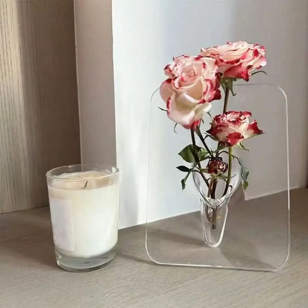 Clear Acrylic Frame Flower Vase Modern Decorative Art Vase For Home And Office Decor 3