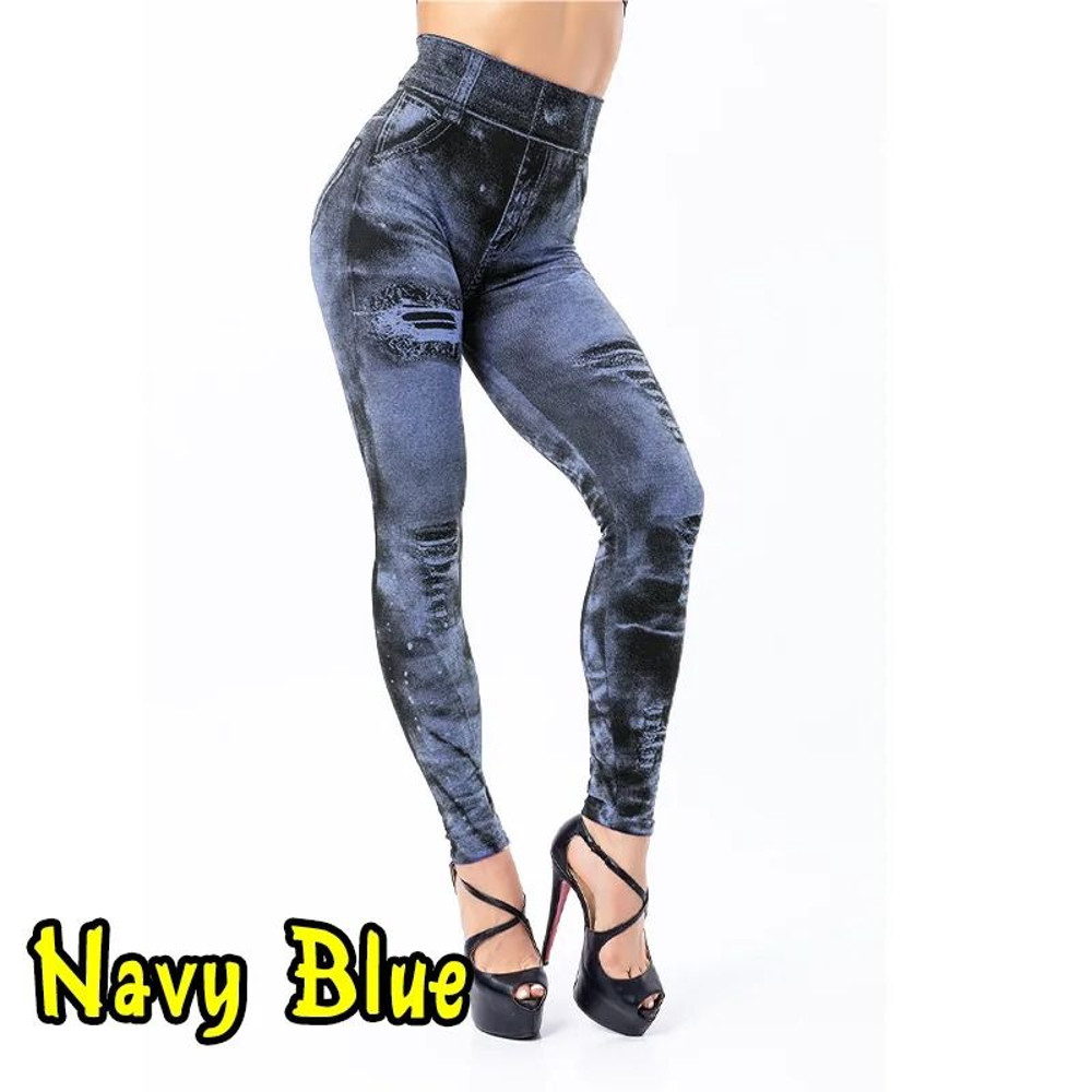 Imitation Jeans Stretch Leggings High Waist Slim Push Up Fashion Leggings For Women 13