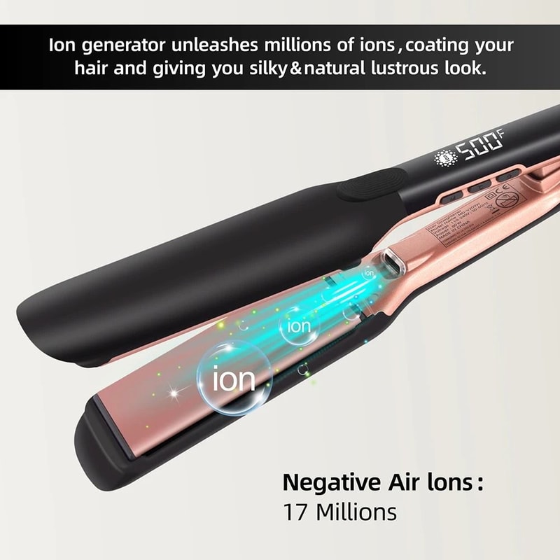 500F Hair Straightener Wide Plate Plasma Ion Flat Iron For Keratin Treatment And Frizz Repair 1