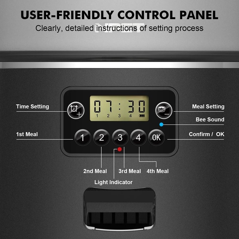 Automatic Smart Pet Feeder 4L With Stainless Steel Bowl And Custom Portion Control 6