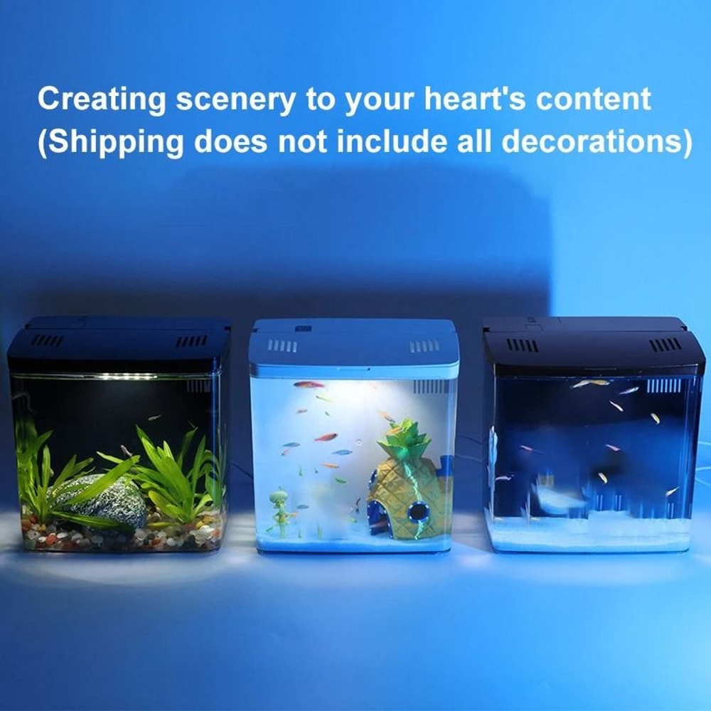 Mini Fish Tank With Self Circulating Filter System For Living Room Or Desktop 4