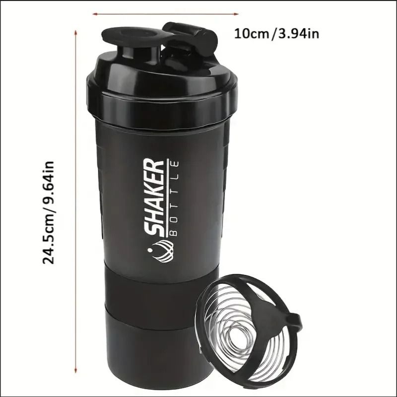 Shaker Bottle With Power Container 2 Tiers Protein Shakes Powder Shaker Bottle Sports Water Bottle 2