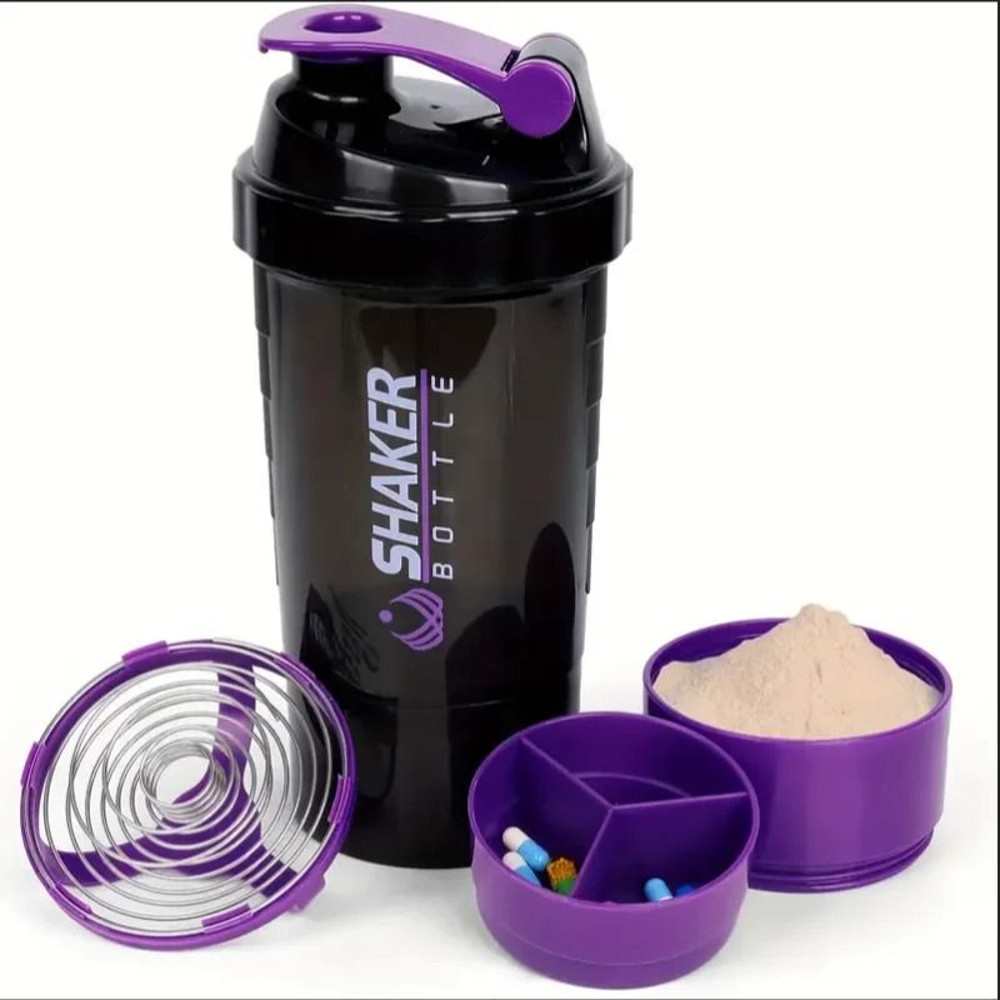 Shaker Bottle With Power Container 2 Tiers Protein Shakes Powder Shaker Bottle Sports Water Bottle 6