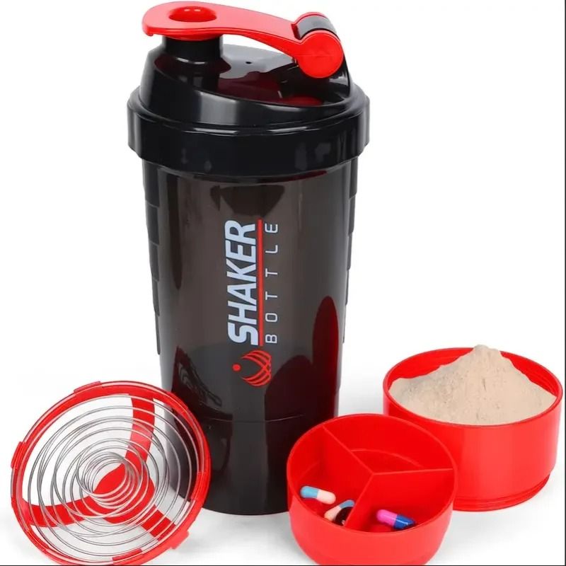 Shaker Bottle With Power Container 2 Tiers Protein Shakes Powder Shaker Bottle Sports Water Bottle 7