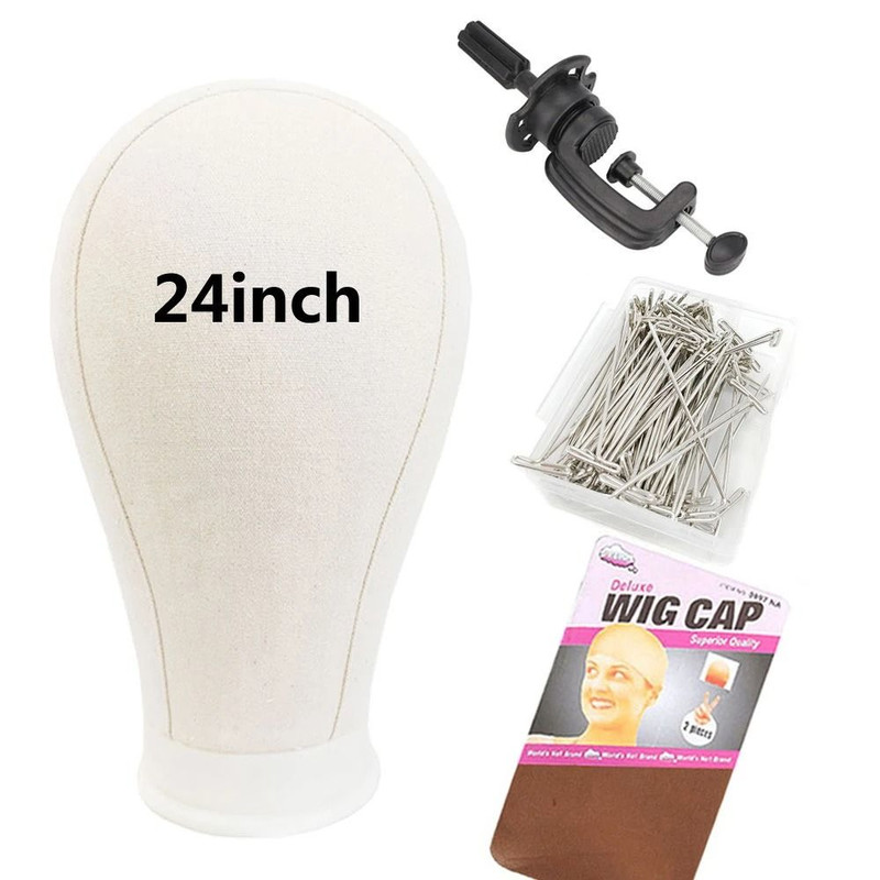 Canvas Wig Head Wig Stand 21 To 24 Inch Mannequin Head For Hairstyling Display And Wig Making With 12