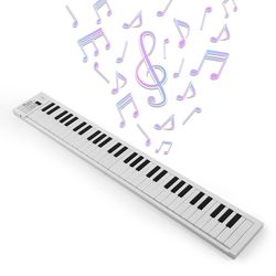 61 key foldable electronic piano with led display and built in battery for portable music practice and performance