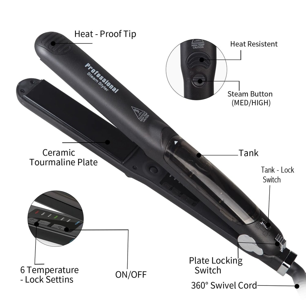 Steam Hair Straightener Professional Ceramic Vapor Flat Iron With Argan Oil Treatment For Smooth An 3