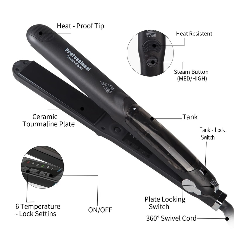 Steam Hair Straightener Professional Ceramic Vapor Flat Iron With Argan Oil Treatment For Smooth An 3