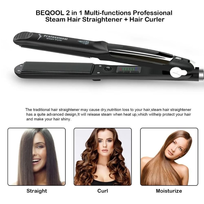 Steam Hair Straightener Professional Ceramic Vapor Flat Iron With Argan Oil Treatment For Smooth An 4