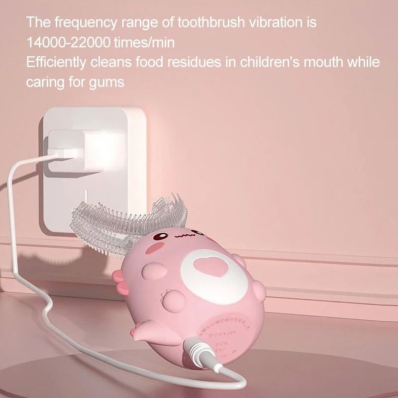Kids U Shaped Electric Toothbrush 360 Automatic Silicone Sonic Toothbrush With Cartoon Design 5