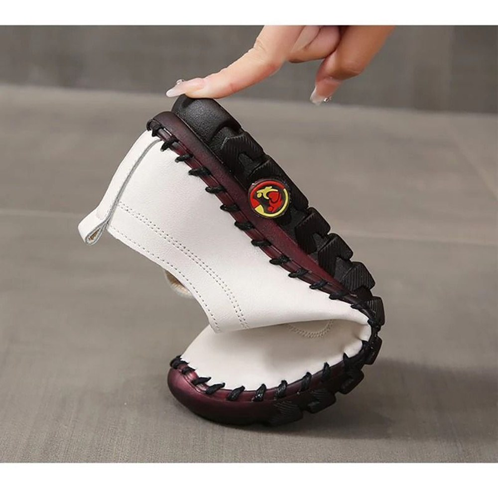 Women Casual Leather Lace Up Flat Sneakers Comfortable Spring Loafers 3