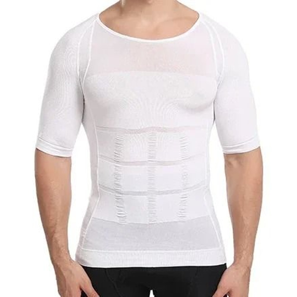 Men Slimming Compression Shirt Body Shaper Tummy Control Waist Cincher Undershirt 9