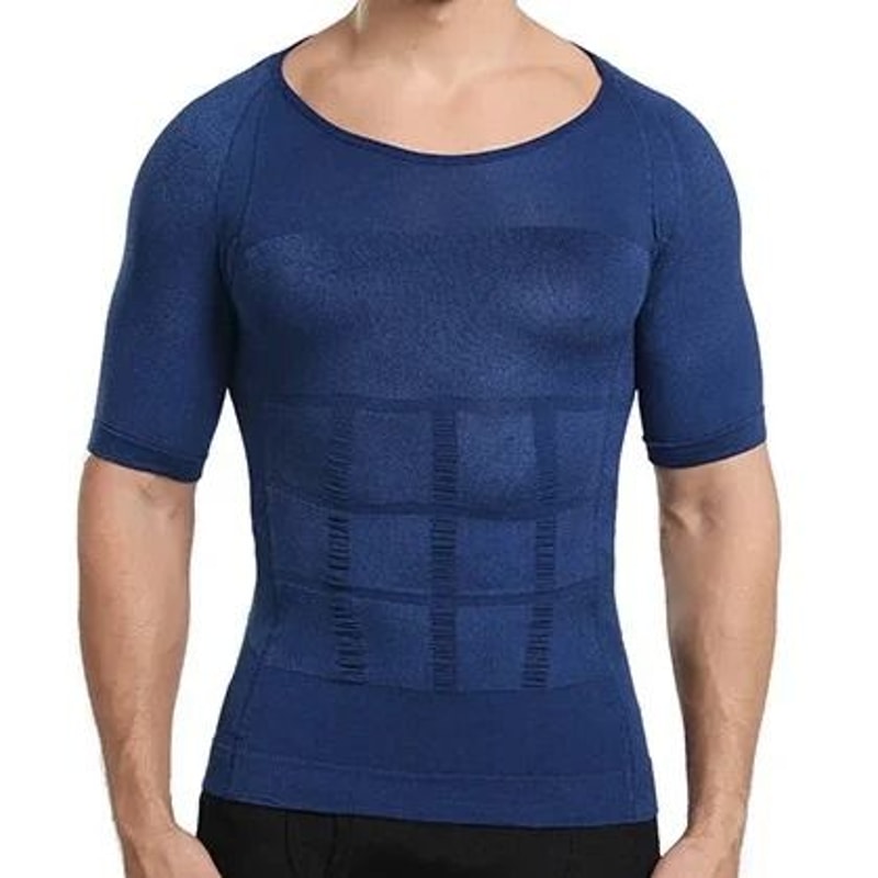 Men Slimming Compression Shirt Body Shaper Tummy Control Waist Cincher Undershirt 11