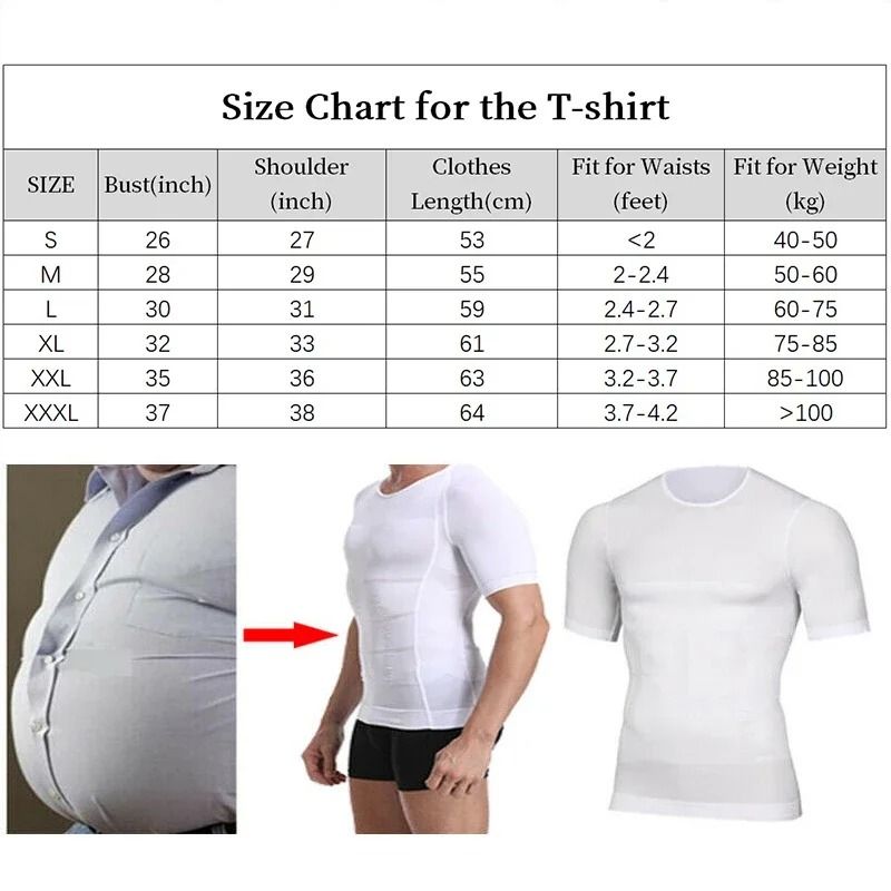 Men Slimming Compression Shirt Body Shaper Tummy Control Waist Cincher Undershirt 5