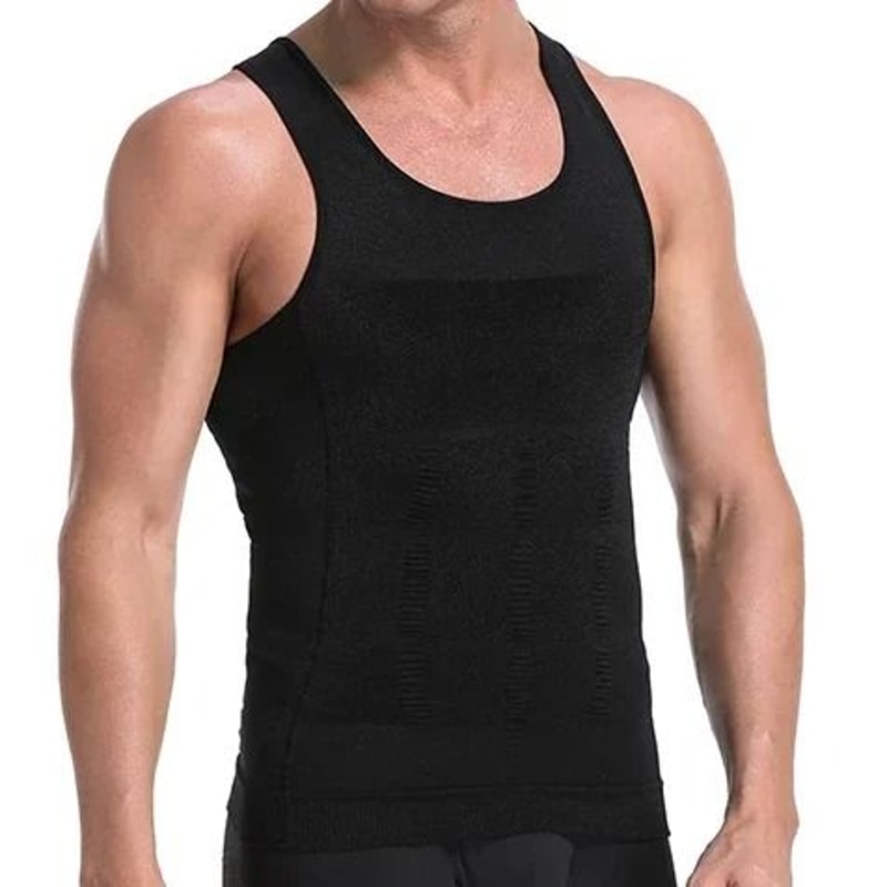 Men Slimming Compression Shirt Body Shaper Tummy Control Waist Cincher Undershirt 6