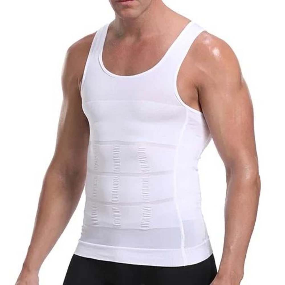 Men Slimming Compression Shirt Body Shaper Tummy Control Waist Cincher Undershirt 7
