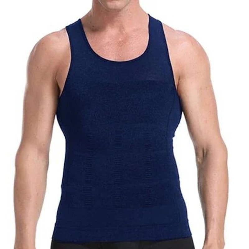 Men Slimming Compression Shirt Body Shaper Tummy Control Waist Cincher Undershirt 8