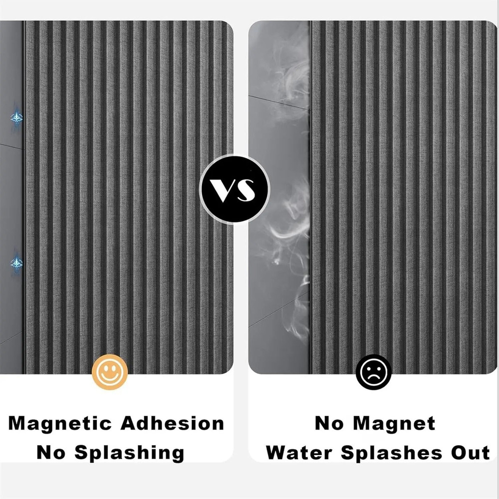 Waterproof Folding Linen Shower Curtain With Magnets For Walk In Bathroom 4