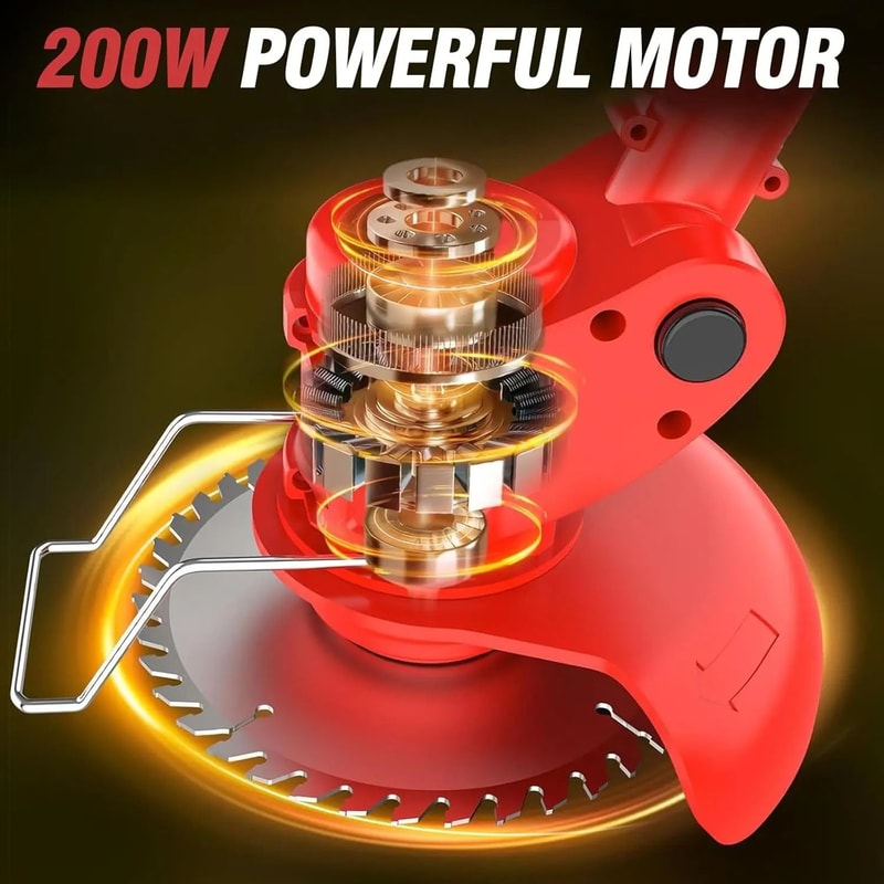 Cordless Grass Trimmer And Weed Wacker With 2 Li Ion Batteries And 3 Blade Types 3