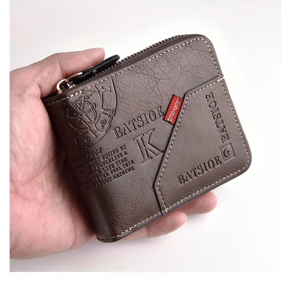 PU Leather Mens Wallet With Zipper Coin Pocket And Card Holder 6