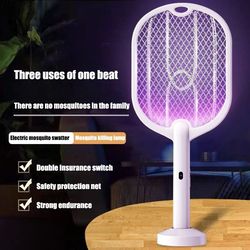 upgraded 3 in 1 electric mosquito swatter 3000v type-c rechargeable mosquito killer lamp with digital display