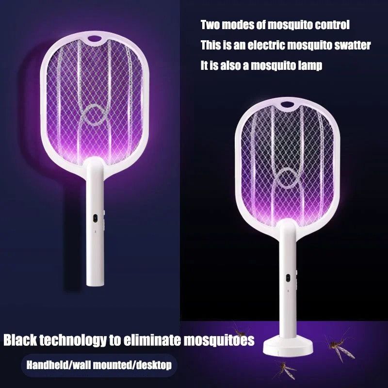 Upgraded 3 In 1 Electric Mosquito Swatter 3000V TypeC Rechargeable Mosquito Killer Lamp With Digita 2